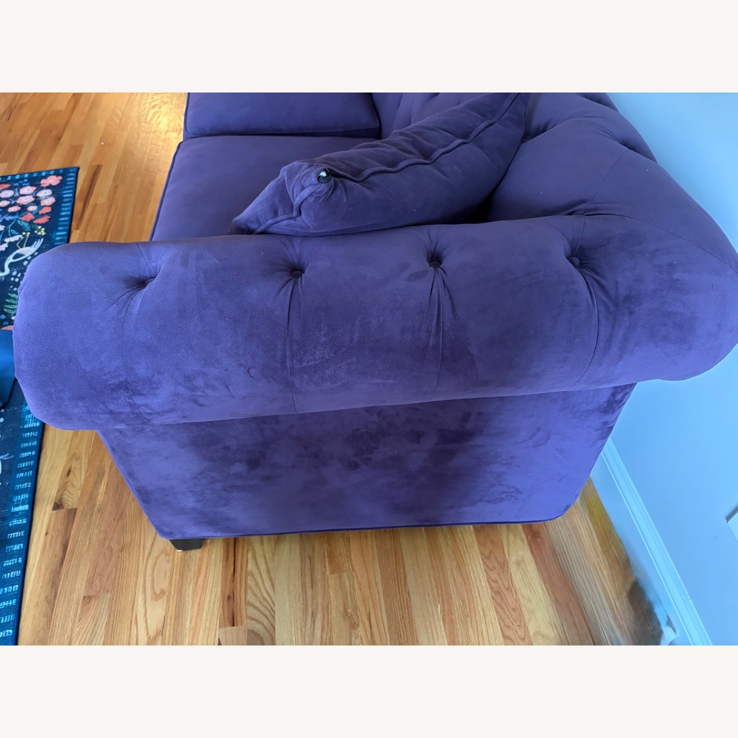 Glam Purple Velvet Tufted 3-Seater Sofa  - image-3