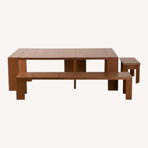 Used Dark Brown Wood Dining Set for sale on AptDeco