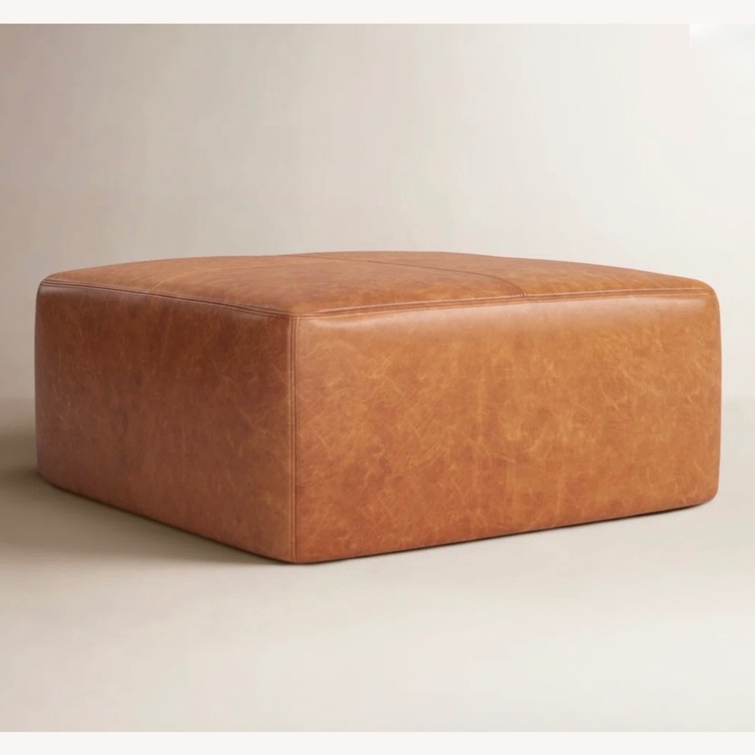 Joss & Main Hudson Large Natural Leather Ottoman Square - image-1