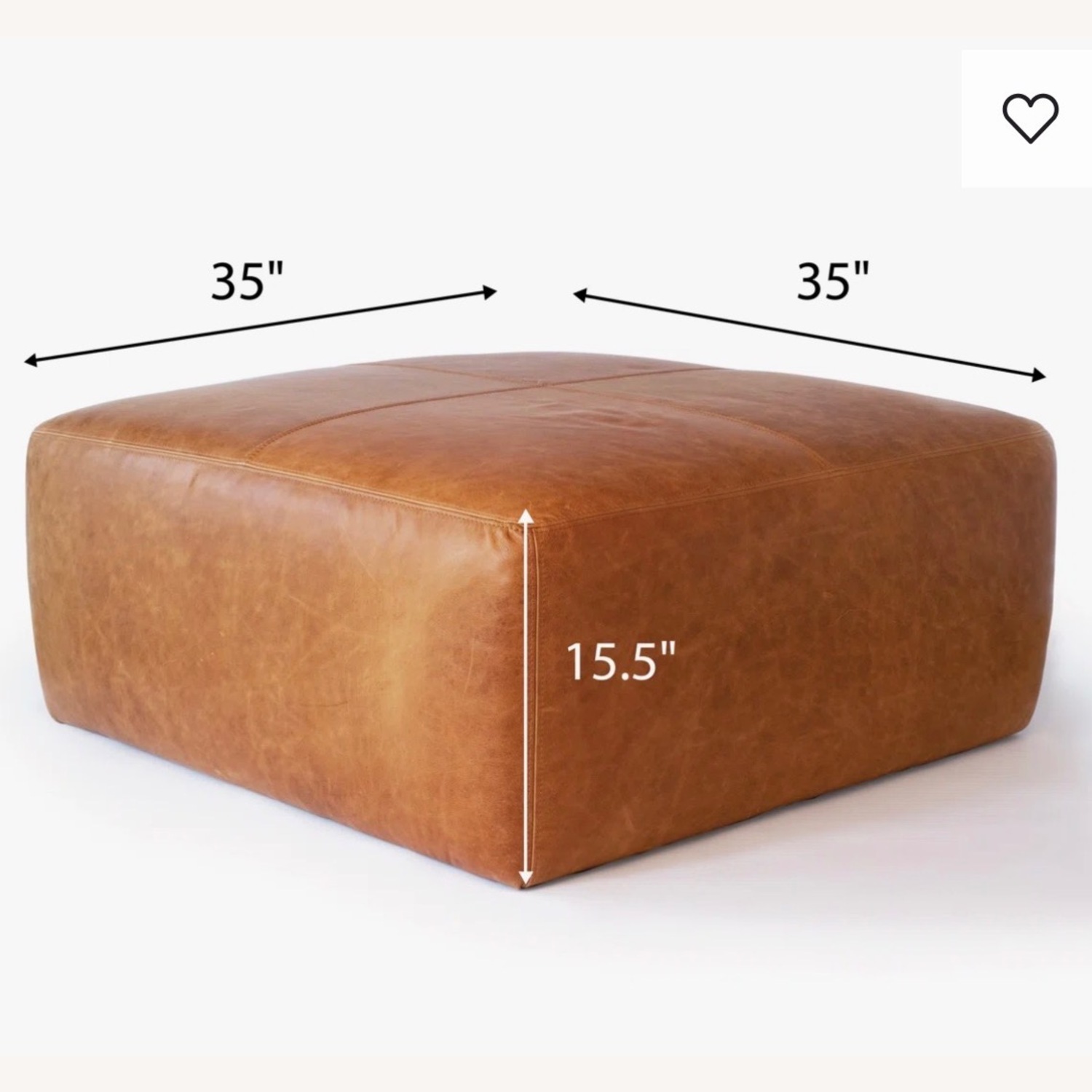 Joss & Main Hudson Large Natural Leather Ottoman Square - image-5