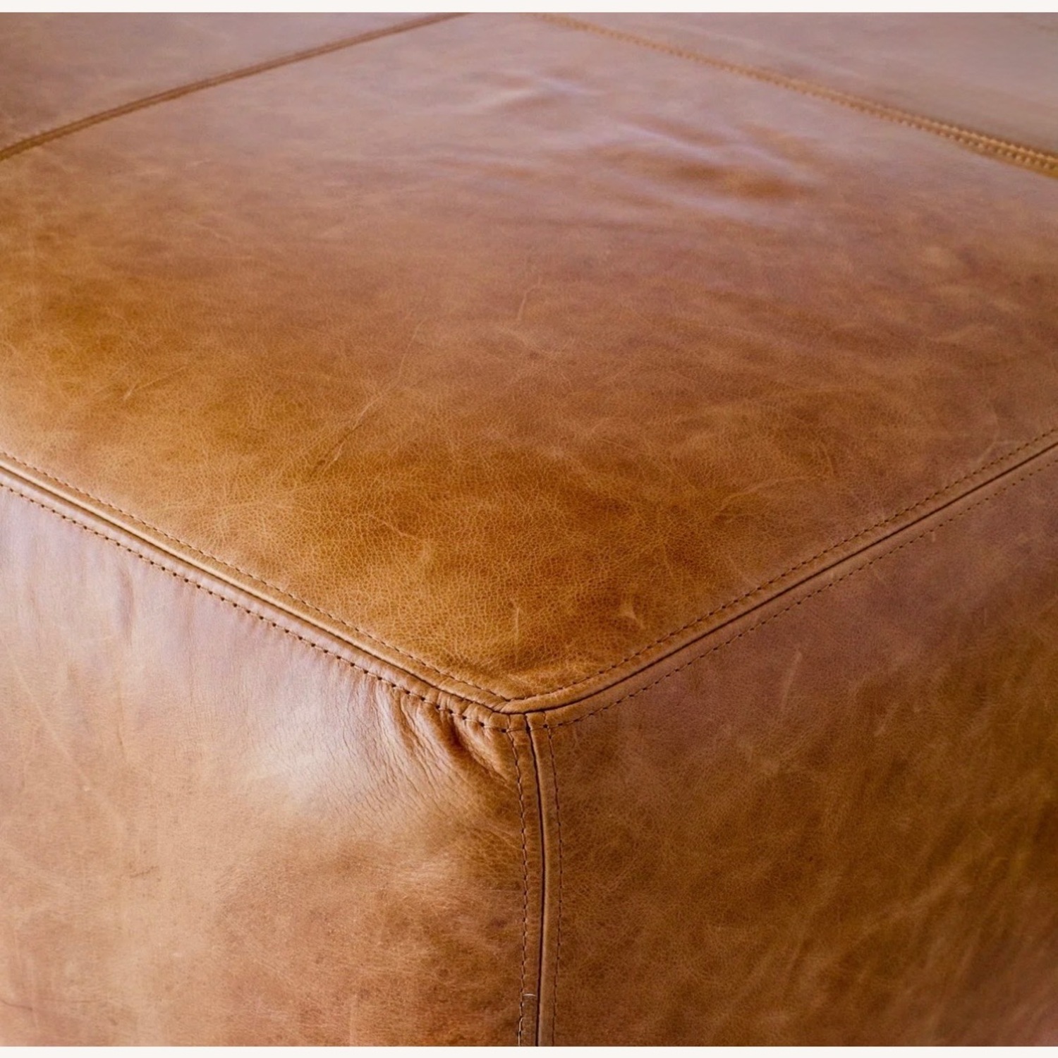 Joss & Main Hudson Large Natural Leather Ottoman Square - image-3