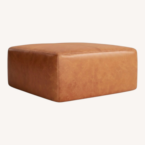 Used Joss & Main Hudson Large Natural Leather Ottoman Square for sale on AptDeco