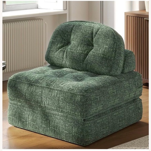Used Green Velvet Memory Foam Convertible Sleeper Chair for sale on AptDeco