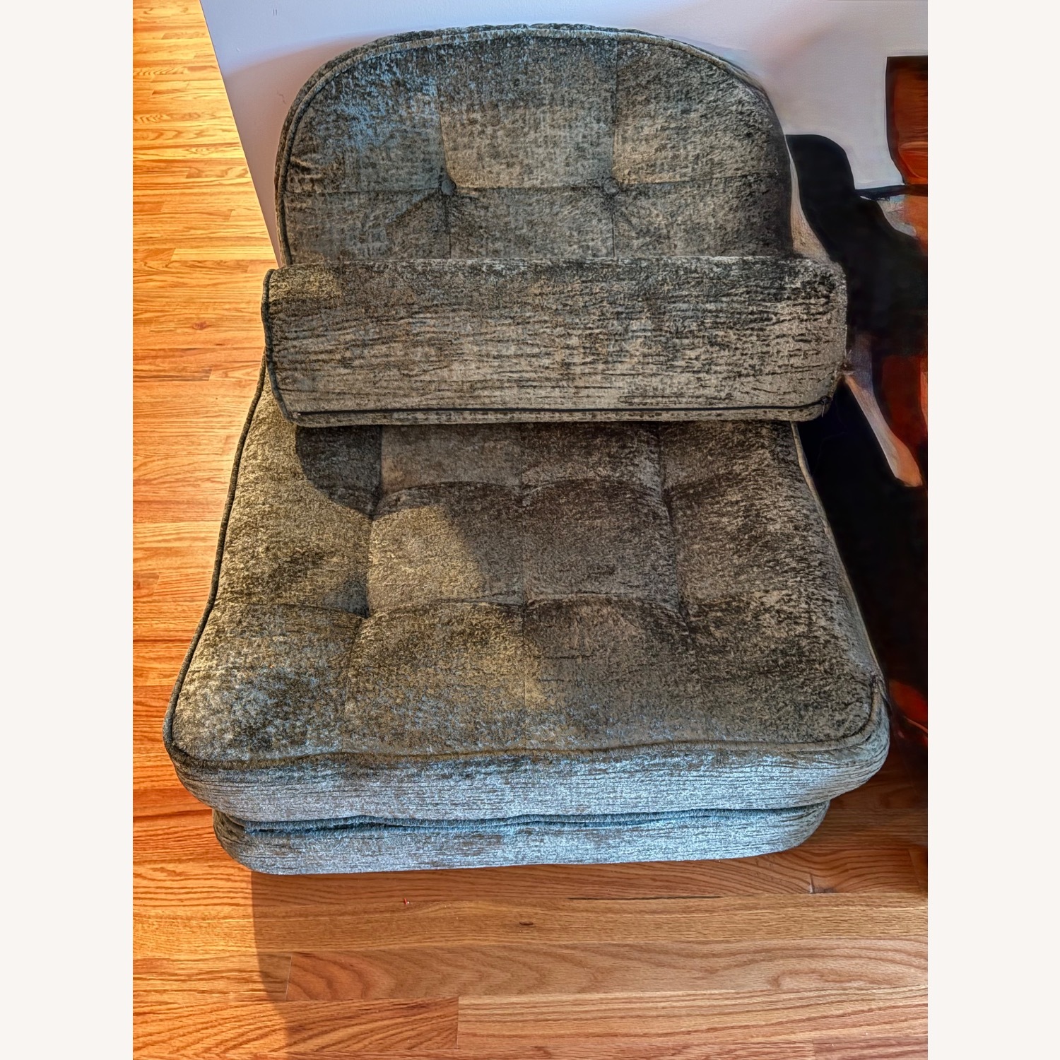 Green Velvet Memory Foam Convertible Sleeper Chair - image-5