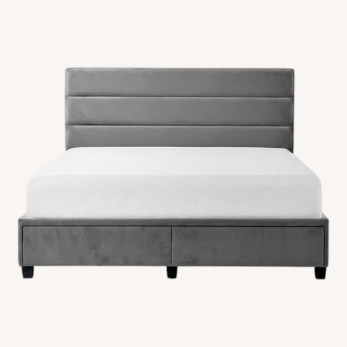 Used Bed Bath & Beyond Home Queen Upholstered Storage Bed Frame for sale on AptDeco