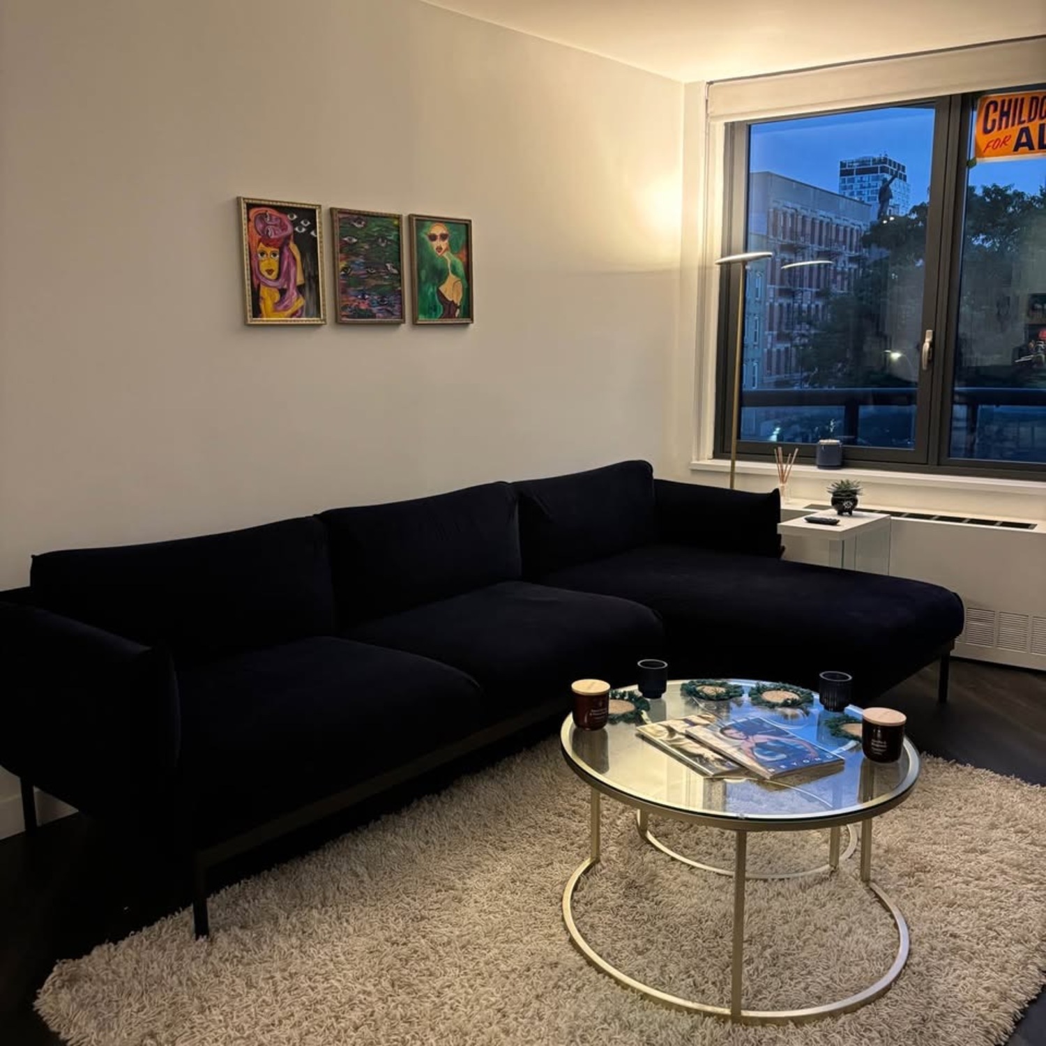 IKEA ÄPPLARYD Sofa with Chaise (Djuparp Dark Blue) - image-1