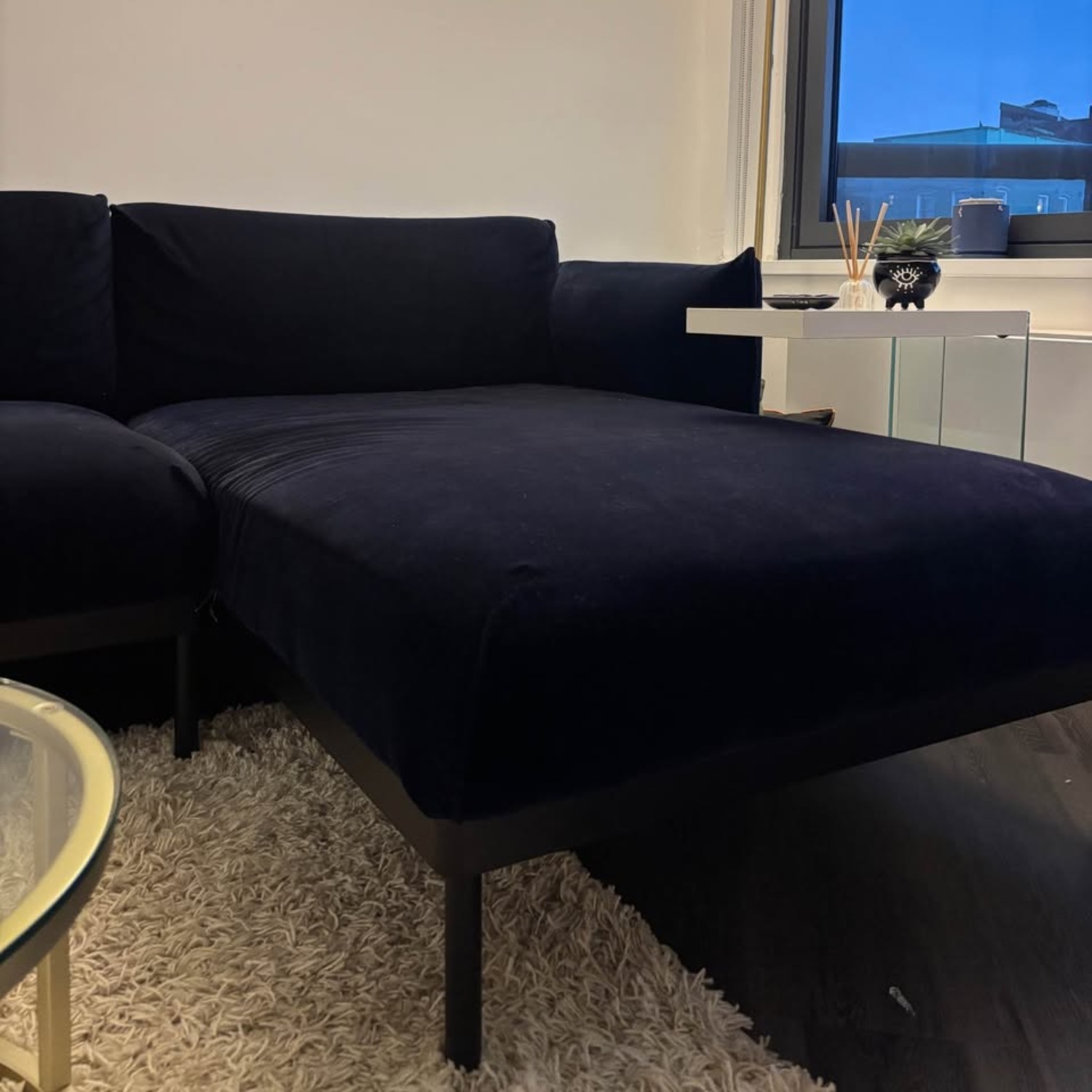 IKEA ÄPPLARYD Sofa with Chaise (Djuparp Dark Blue) - image-6