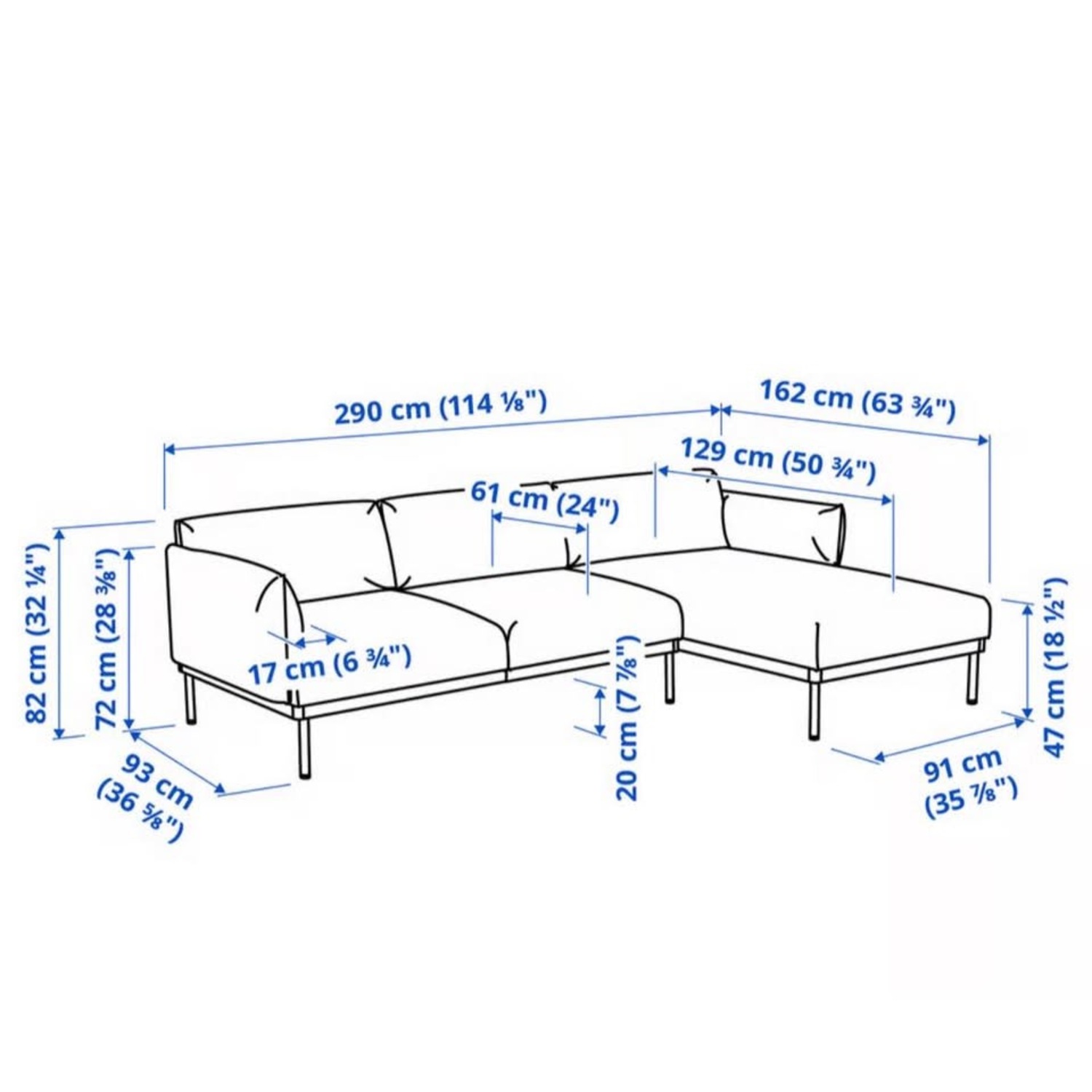 IKEA ÄPPLARYD Sofa with Chaise (Djuparp Dark Blue) - image-5