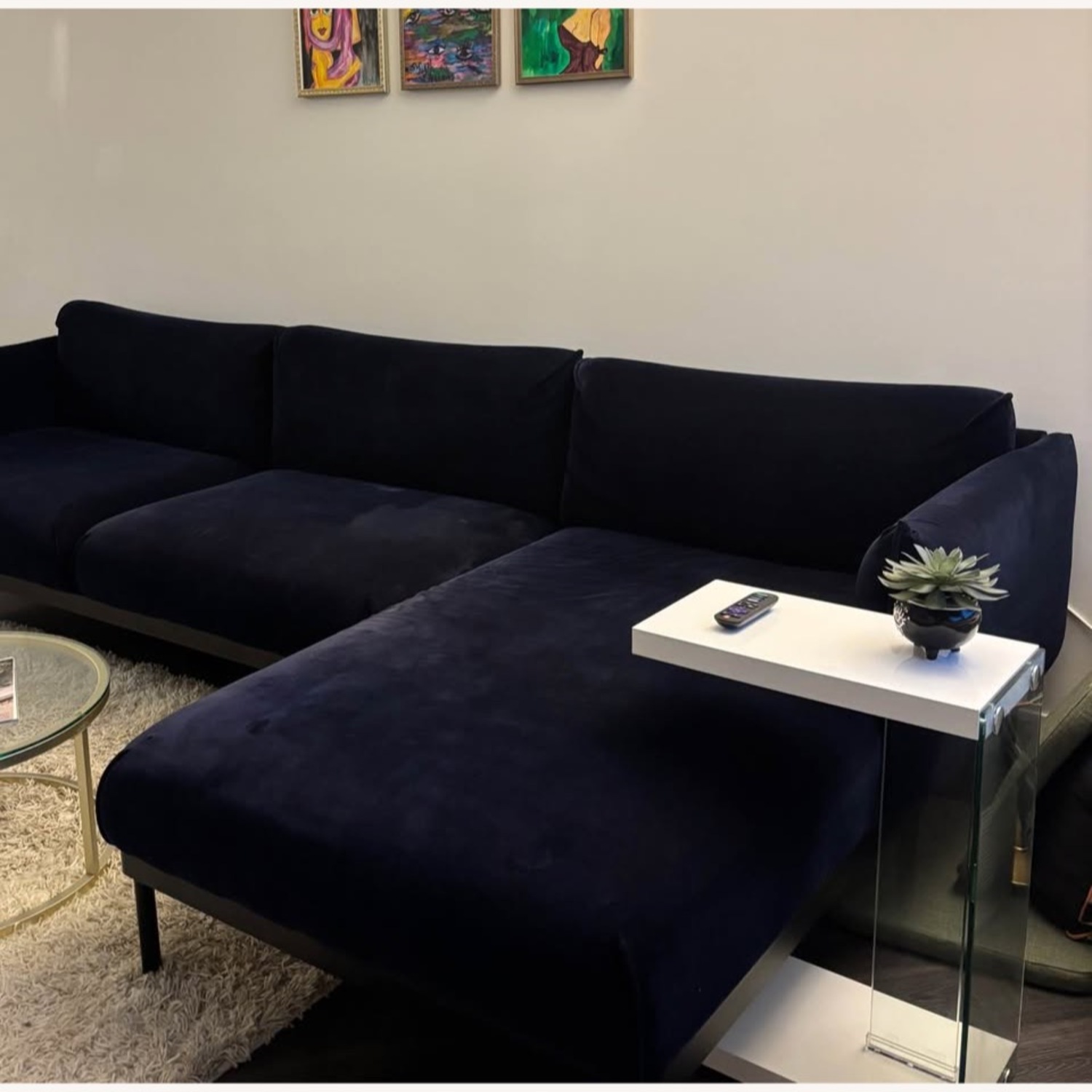 IKEA ÄPPLARYD Sofa with Chaise (Djuparp Dark Blue) - image-7
