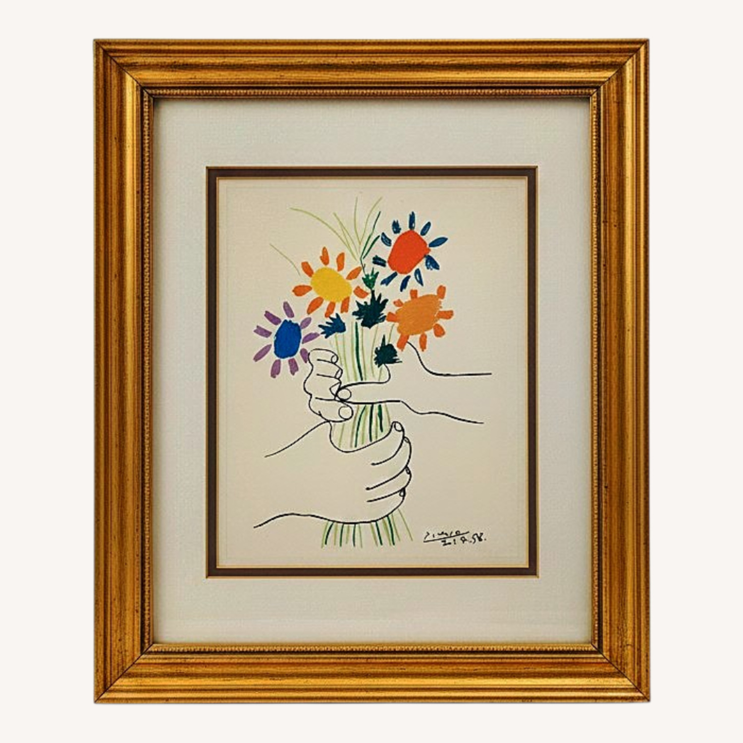 Pablo Picasso Bouquet of Peace Flowers Print - image-0