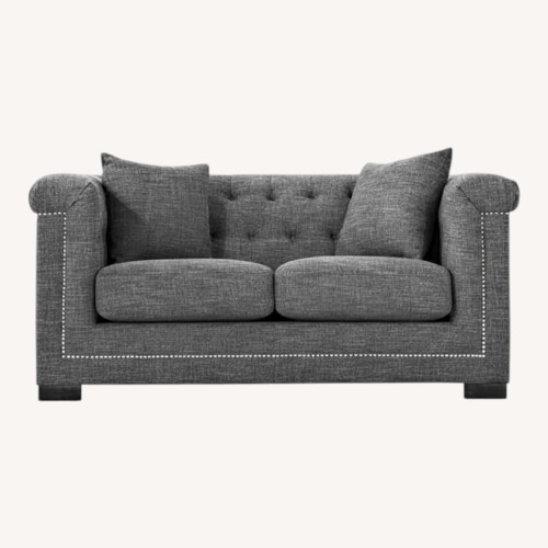 Used Melrose Gray Tufted Chesterfield Loveseat for sale on AptDeco