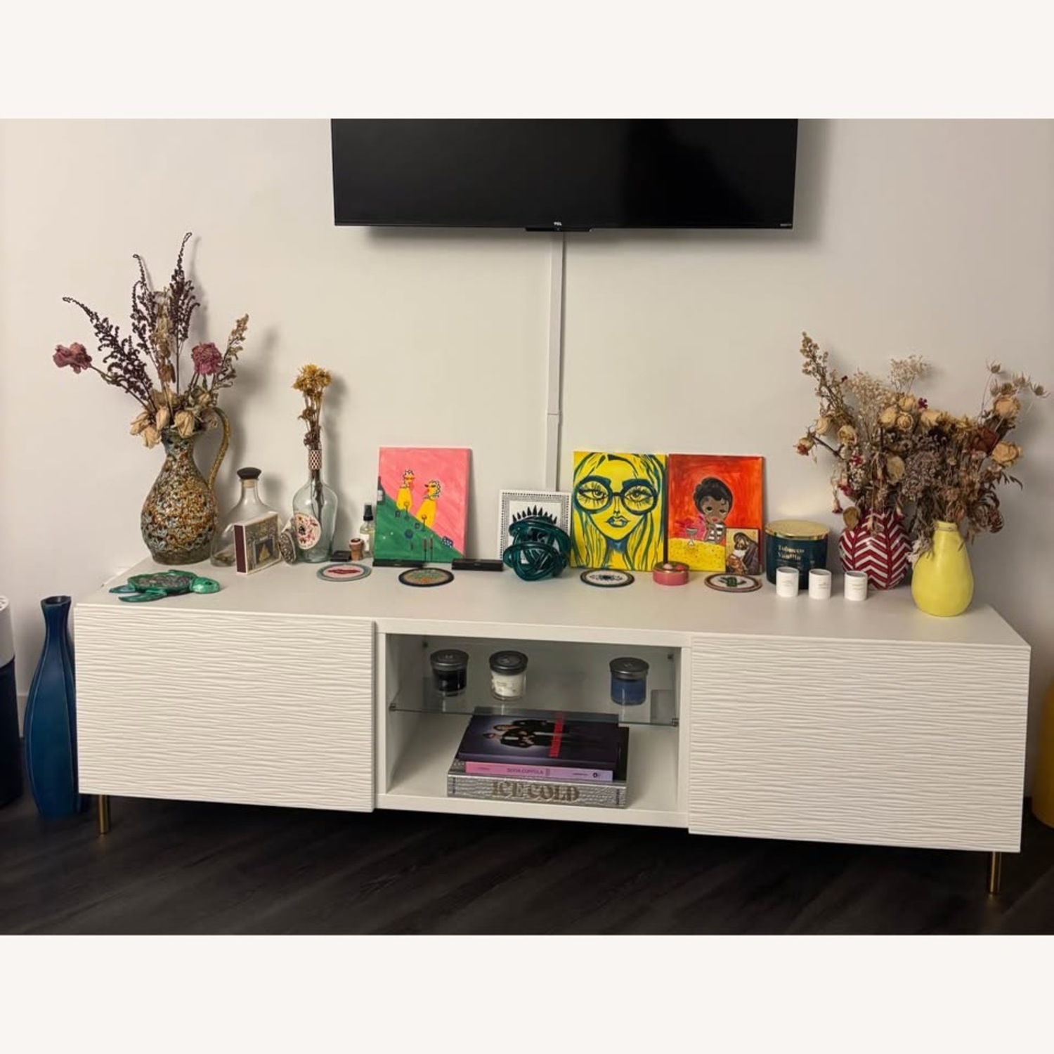 IKEA BESTÅ TV Unit / Media Console Wave Doors & Gold Legs - image-1