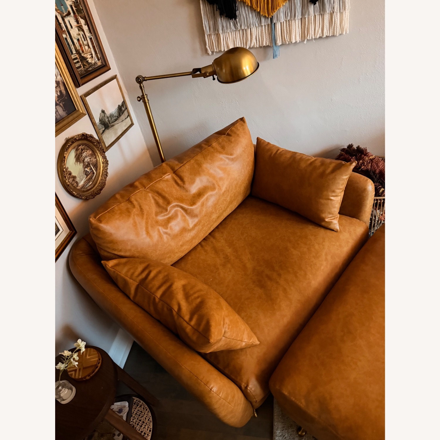 Albany Park Vegan Leather Armchair and Ottoman - image-4