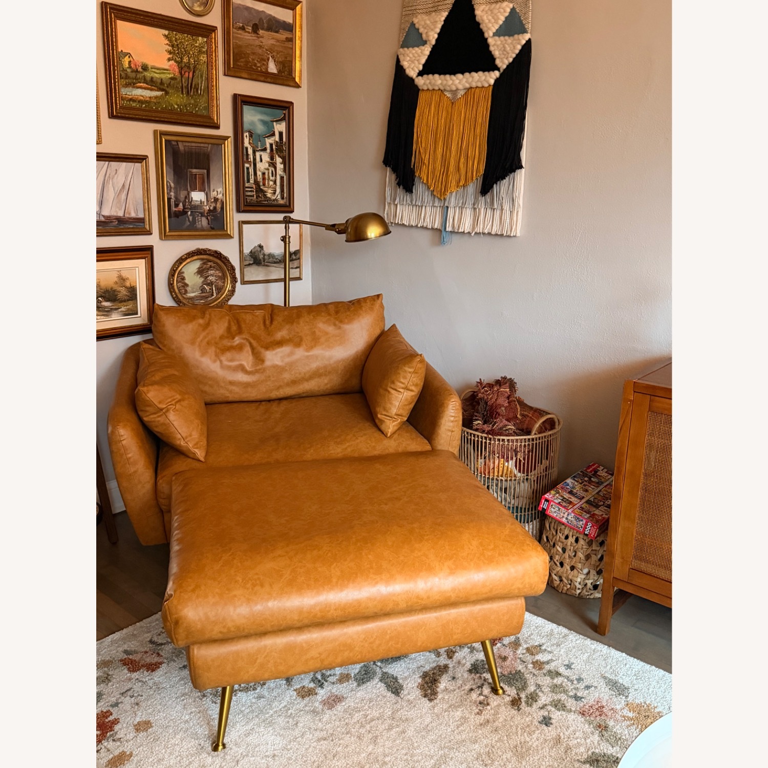 Albany Park Vegan Leather Armchair and Ottoman - image-2