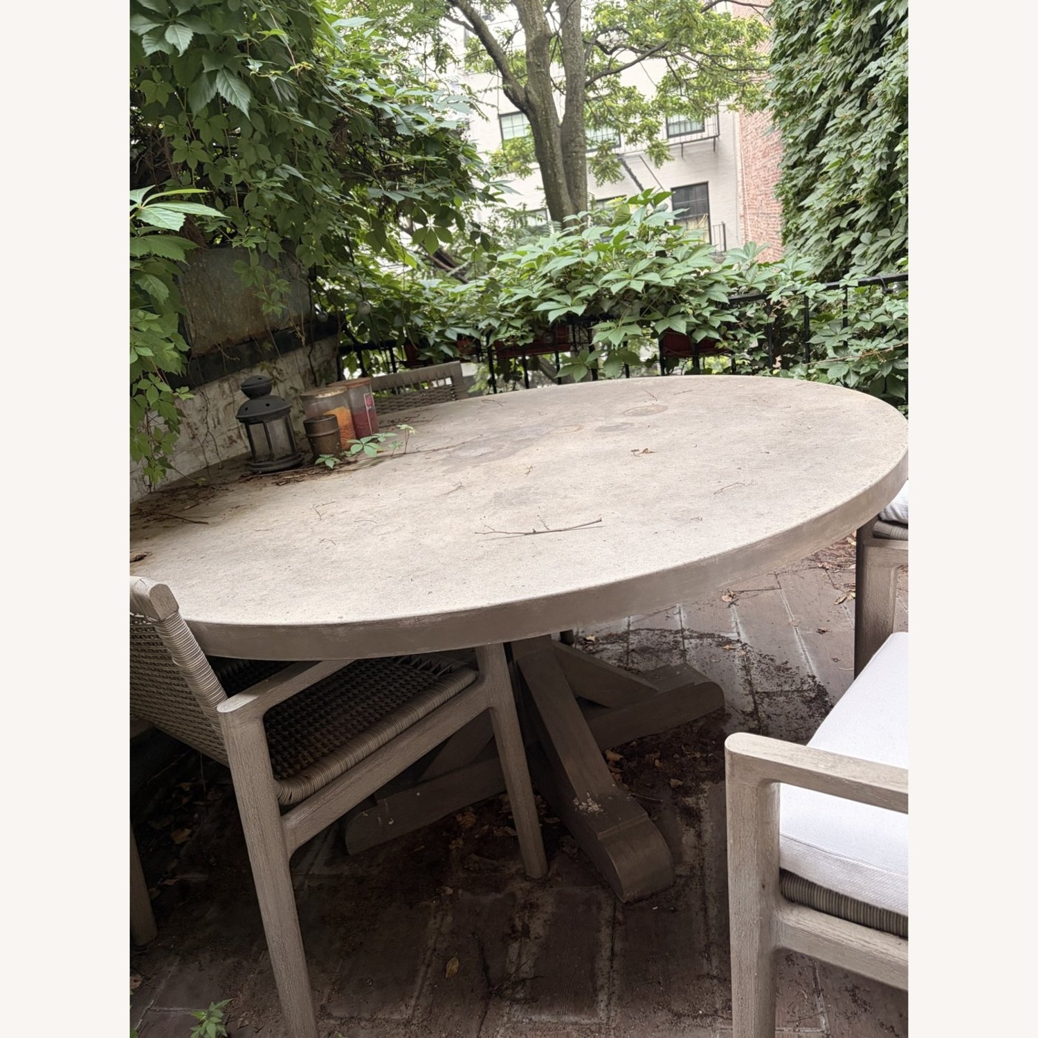 Restoration Hardware Belgian Trestle Concrete & Teak Table - image-1