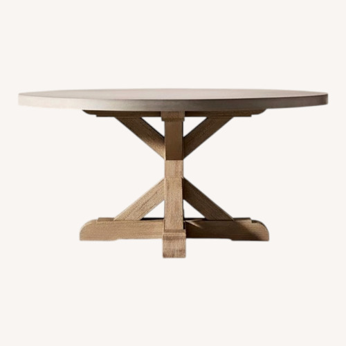 Used Restoration Hardware Belgian Trestle Concrete & Teak Table for sale on AptDeco