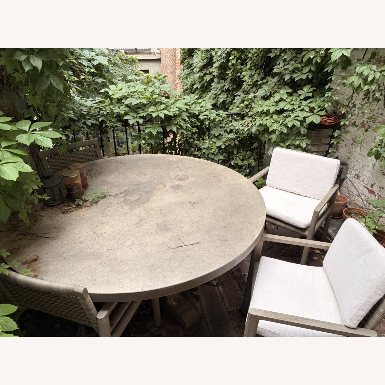 Restoration Hardware Belgian Trestle Concrete & Teak Table - image-3