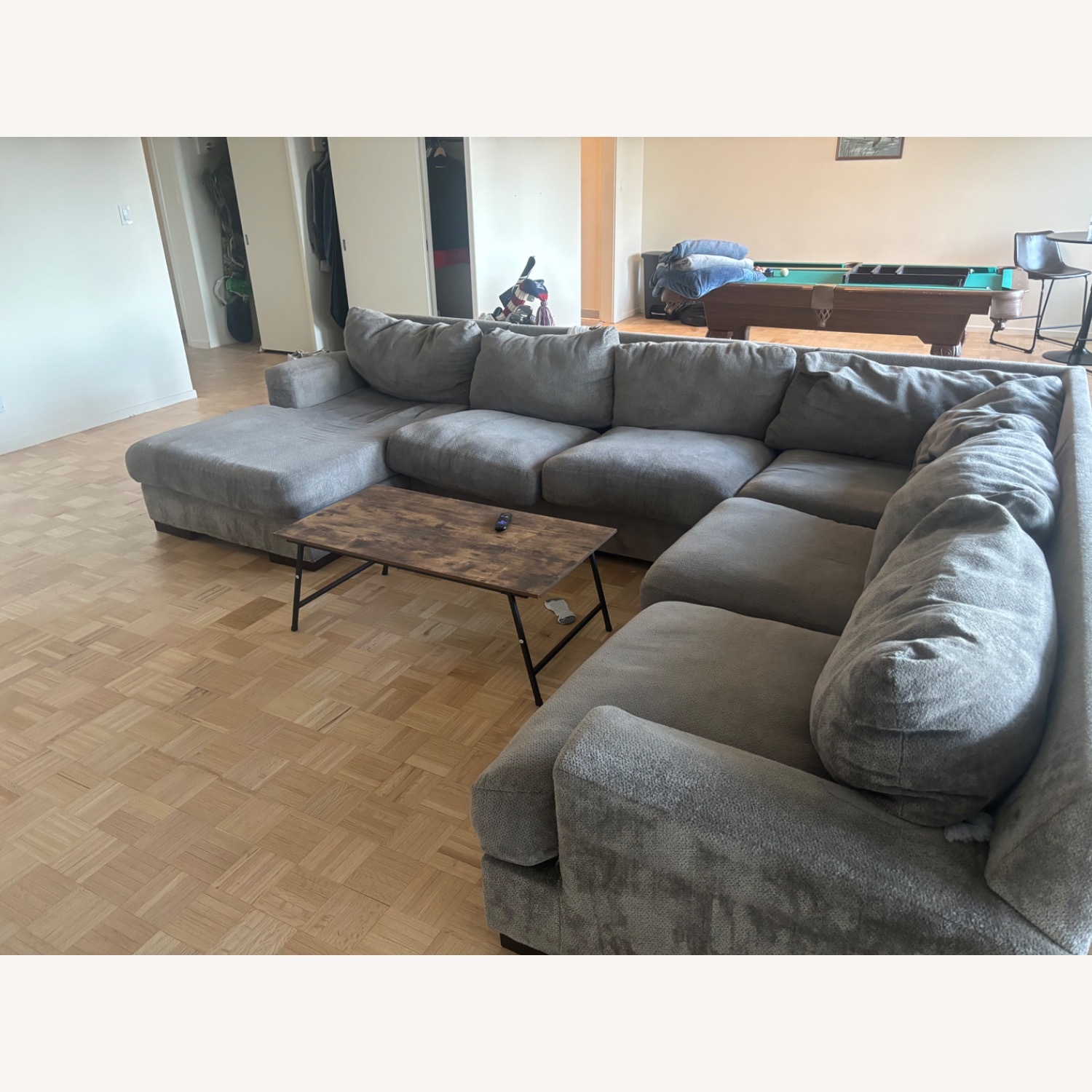 Light Gray Fabric 3+ Piece Sectional - image-2