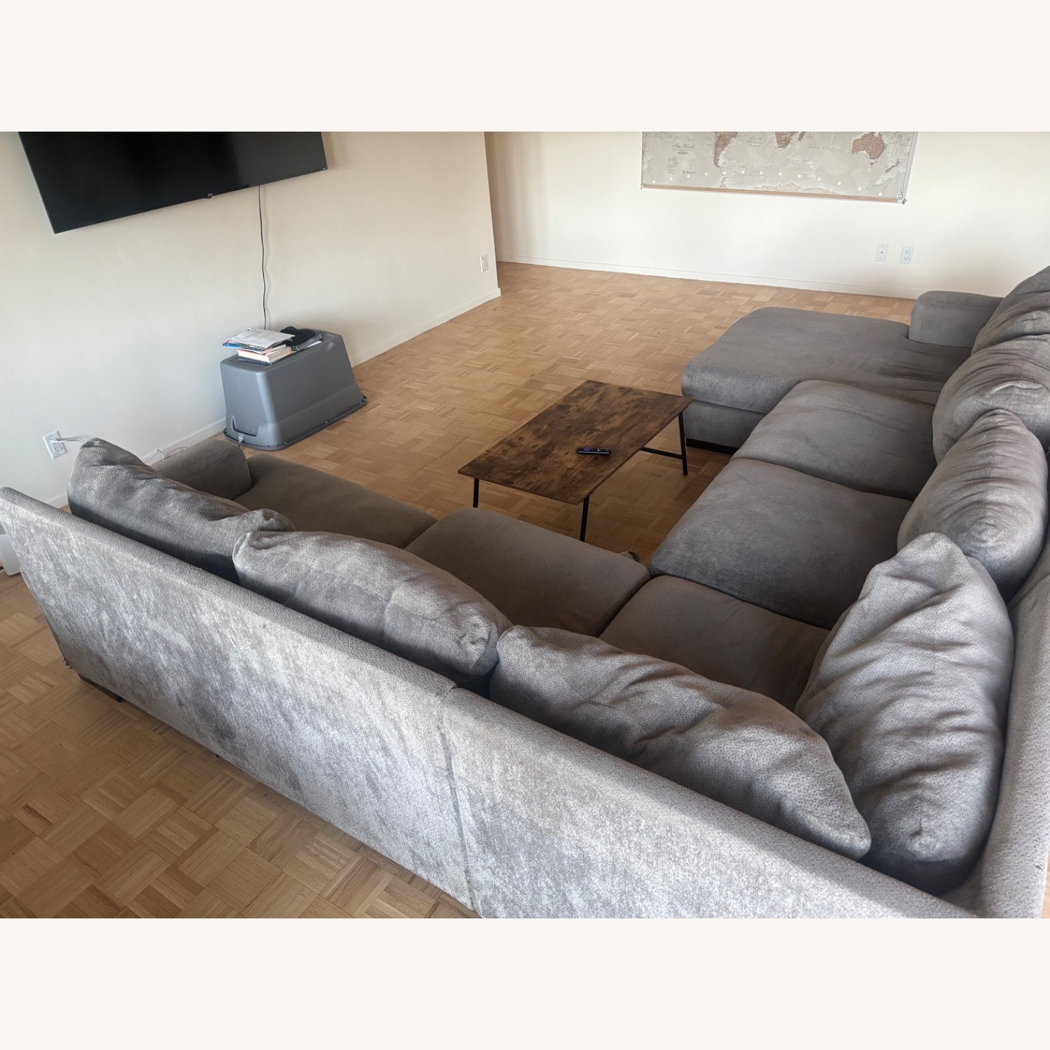 Light Gray Fabric 3+ Piece Sectional - image-3