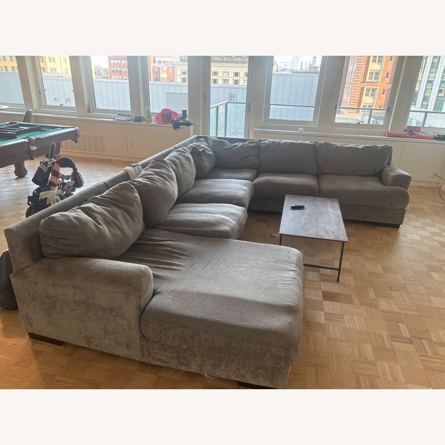 Light Gray Fabric 3+ Piece Sectional - image-1