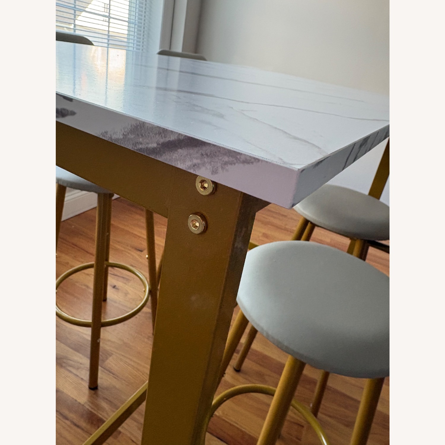 Amazon Faux Leather Marble Metal Dining Set - image-10
