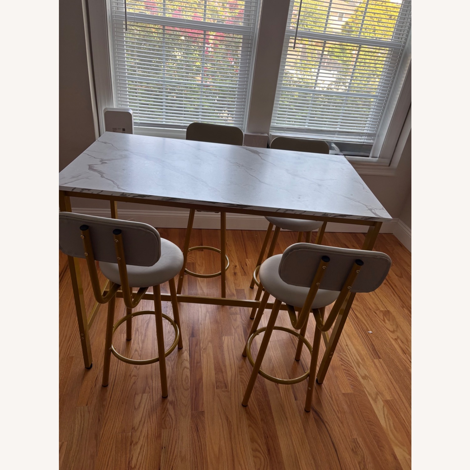 Amazon Faux Leather Marble Metal Dining Set - image-5