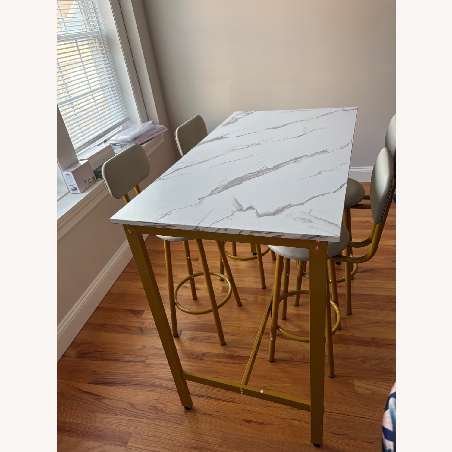 Amazon Faux Leather Marble Metal Dining Set - image-6
