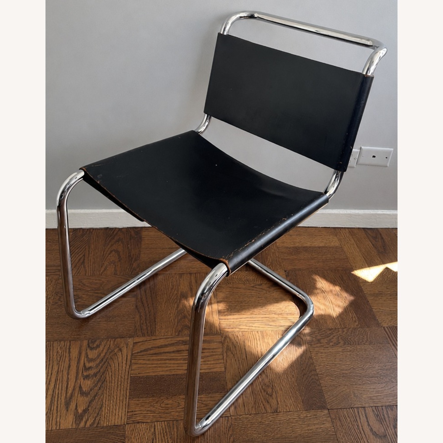 Vintage/Antique Black Leather Dining Chairs - image-2