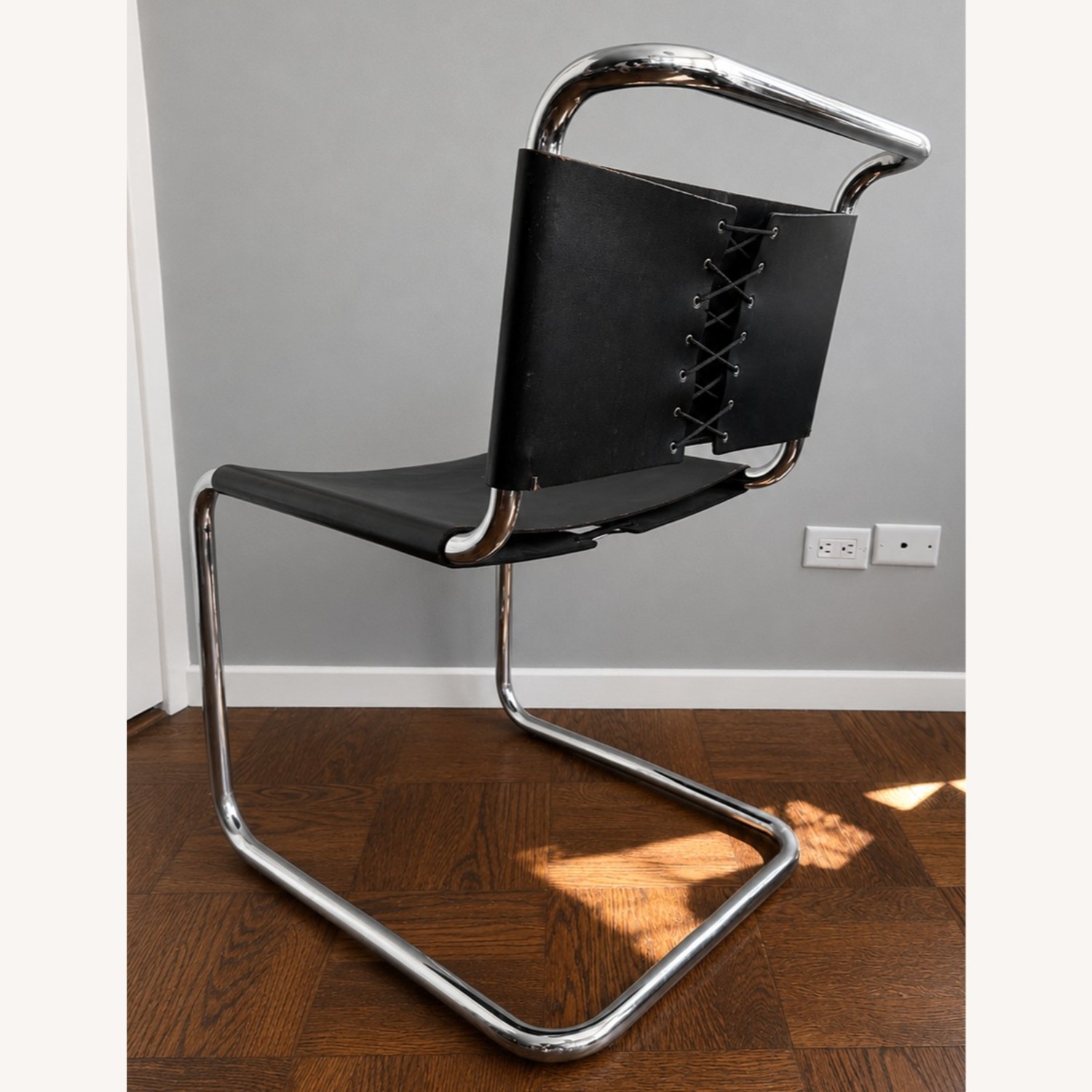 Vintage/Antique Black Leather Dining Chairs - image-3