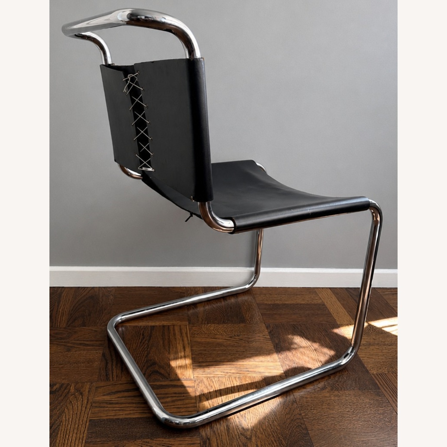 Vintage/Antique Black Leather Dining Chairs - image-10