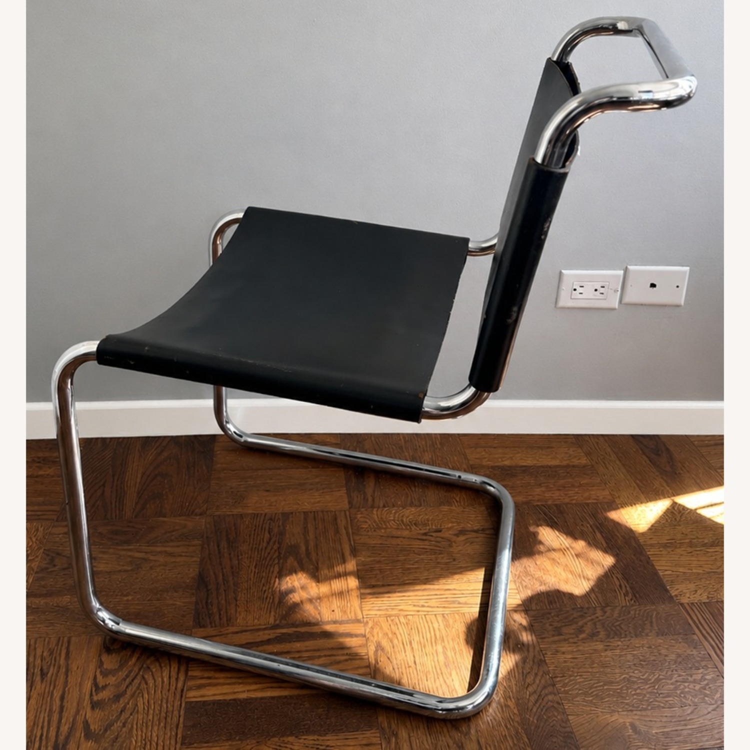 Vintage/Antique Black Leather Dining Chairs - image-11