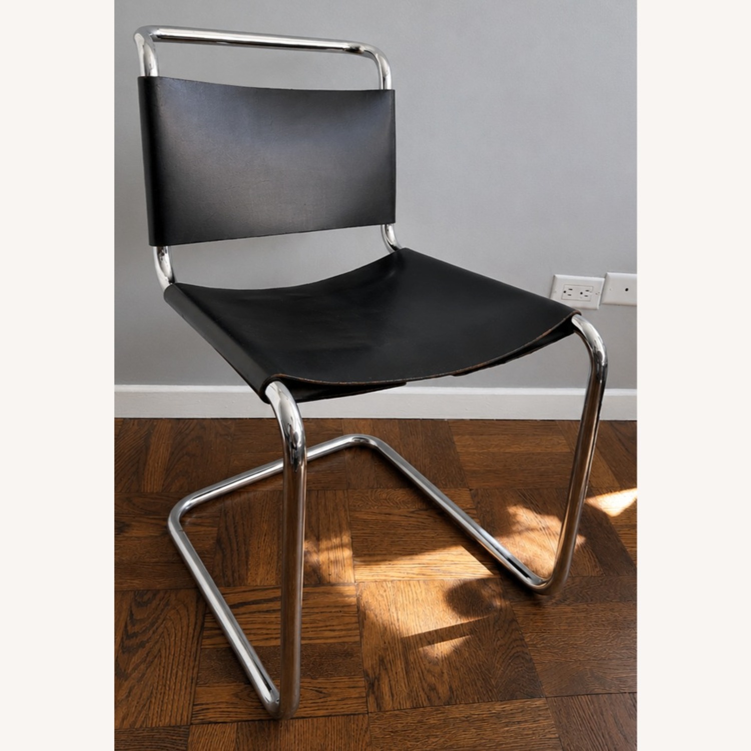 Vintage/Antique Black Leather Dining Chairs - image-9