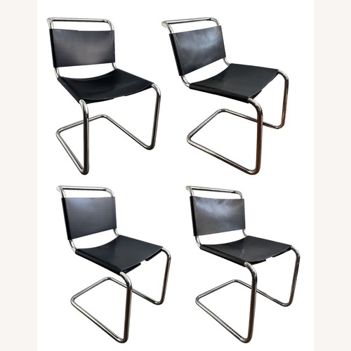 Used Vintage/Antique Black Leather Dining Chairs for sale on AptDeco