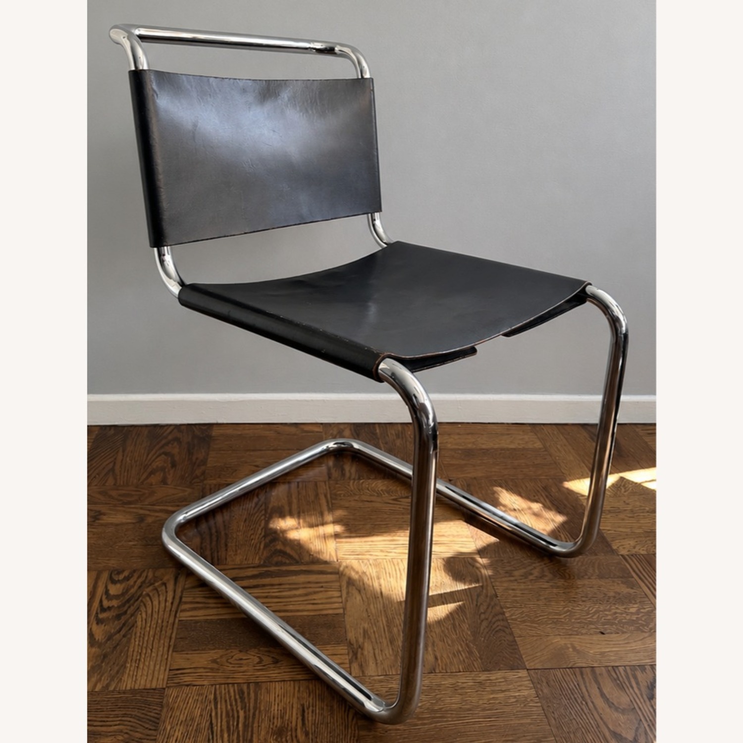 Vintage/Antique Black Leather Dining Chairs - image-7
