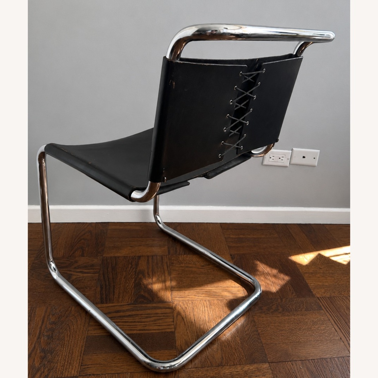 Vintage/Antique Black Leather Dining Chairs - image-5