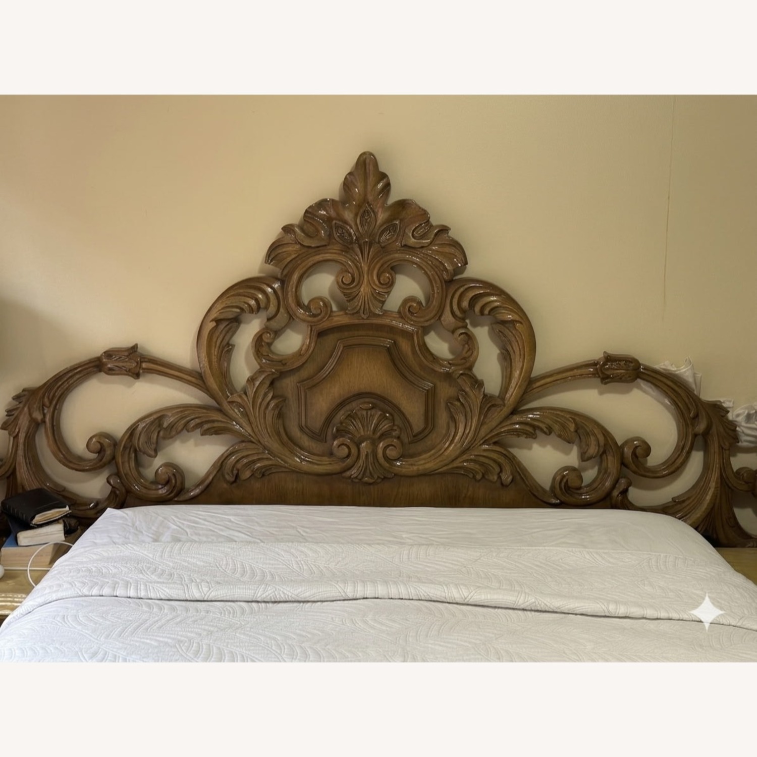 Ornate Queen Size Headboard & Bed Frame - image-2