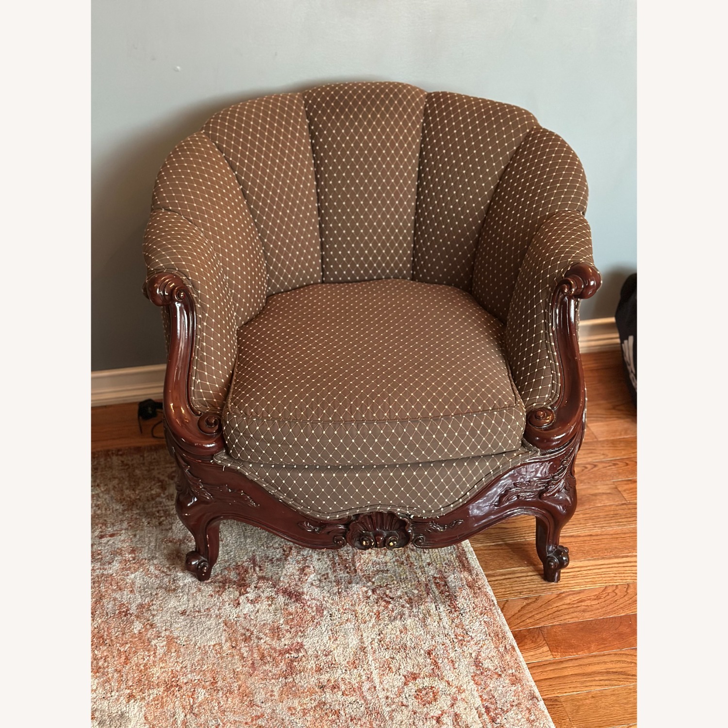 Vintage/Antique Dark Brown Fabric Accent Chairs - image-2