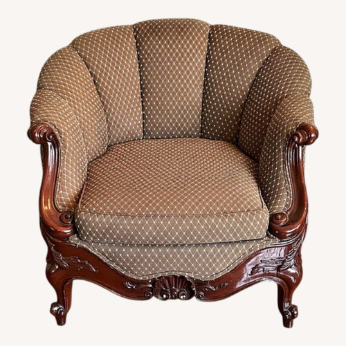 Used Vintage/Antique Dark Brown Fabric Accent Chairs for sale on AptDeco