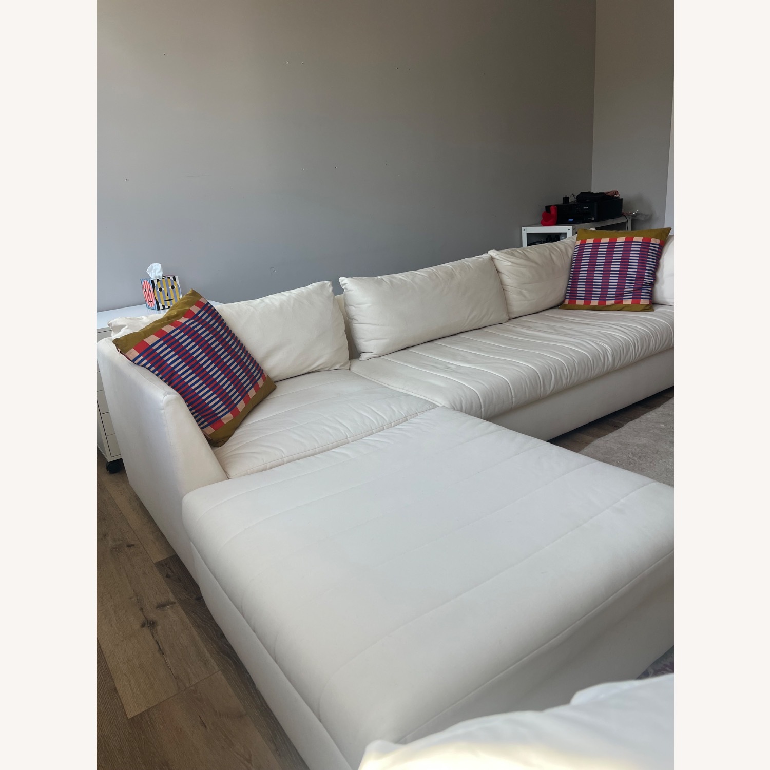 CB2 Stormo White Fabric 3+ Piece Sectional - image-6