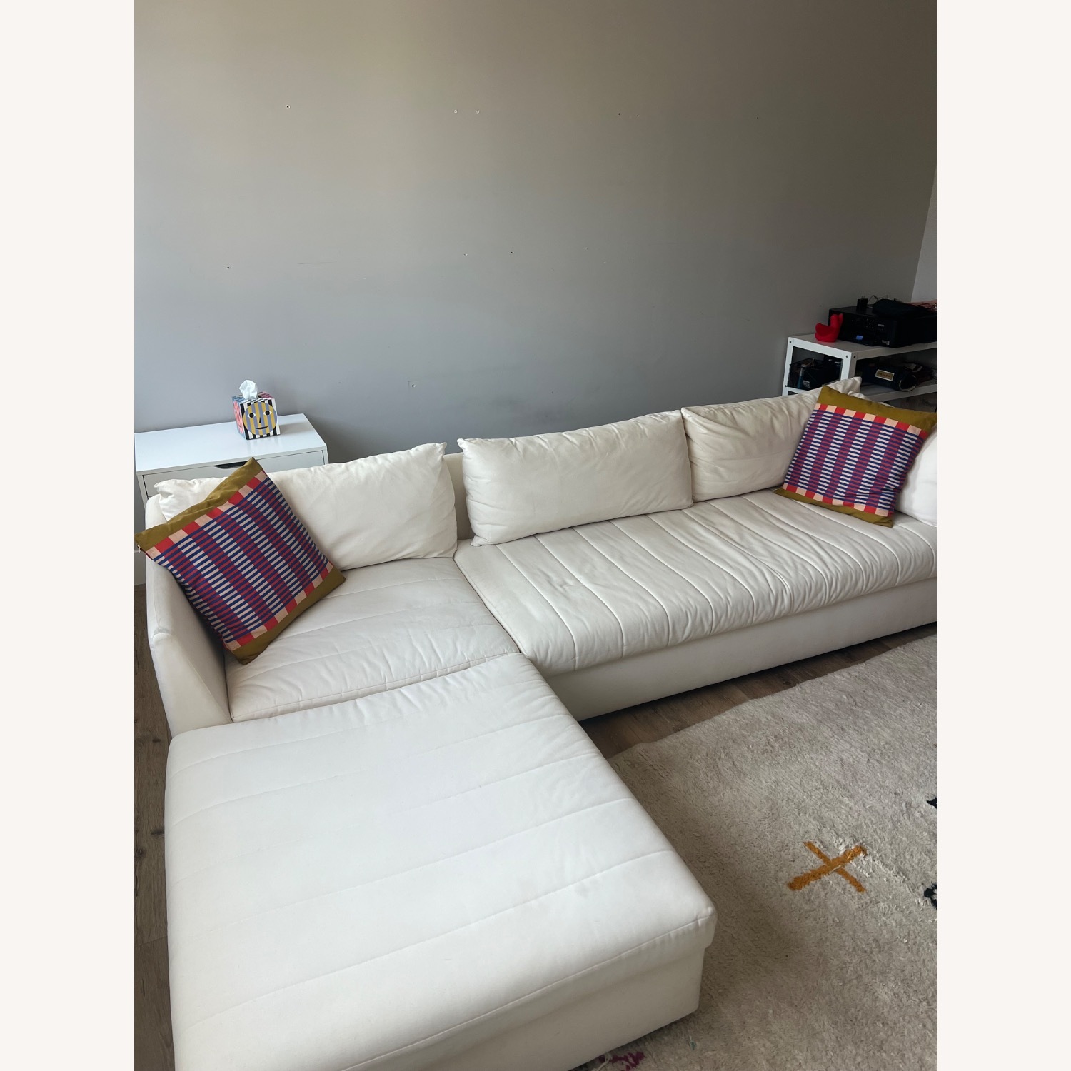 CB2 Stormo White Fabric 3+ Piece Sectional - image-1