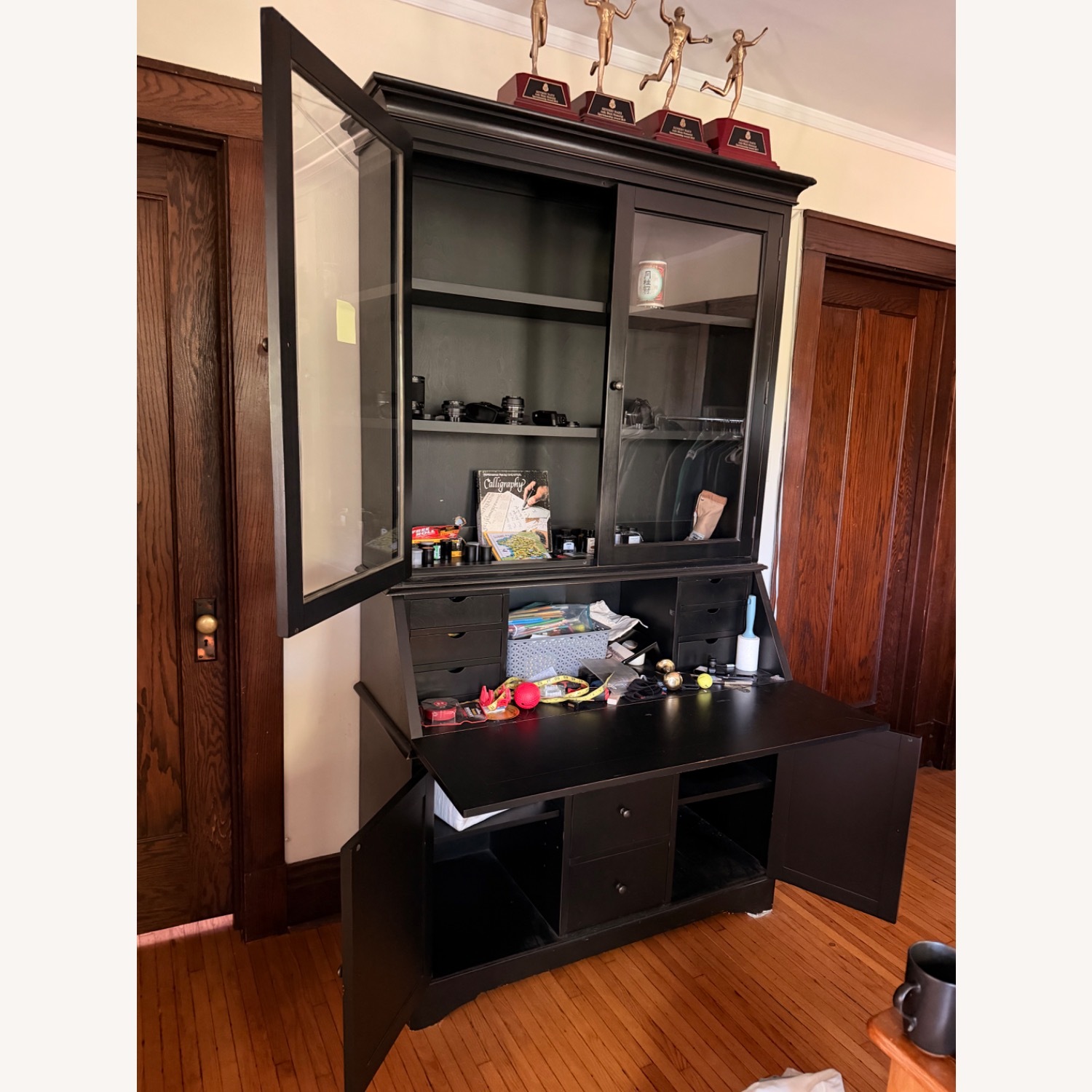 Pottery Barn Black Graham Desk & Hutch - image-2