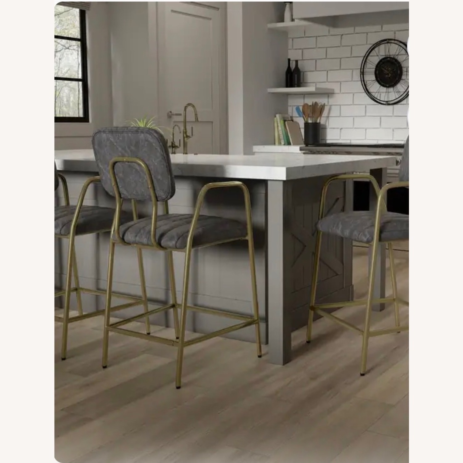 Bed Bath & Beyond Dark Gray Suede Stools - image-1