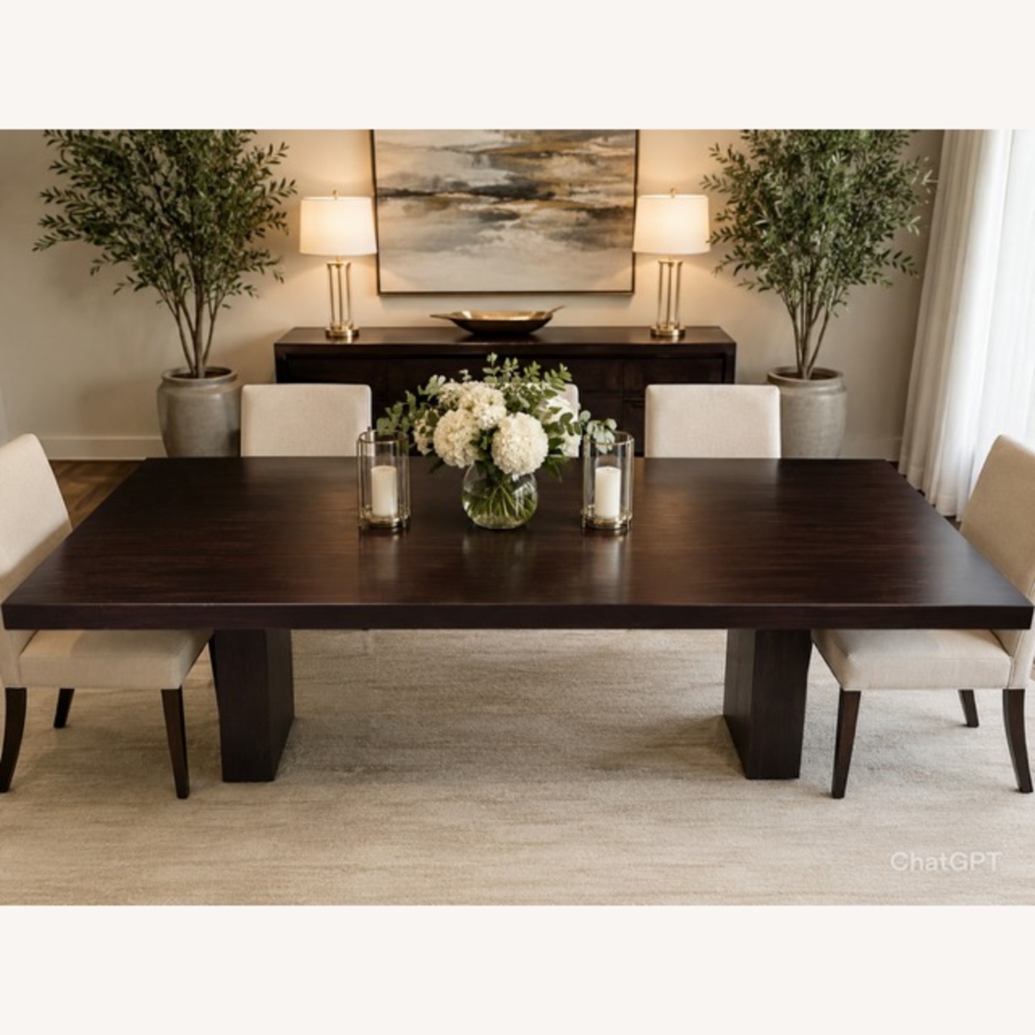 Vintage/Antique Dark Brown Dining Set - image-1