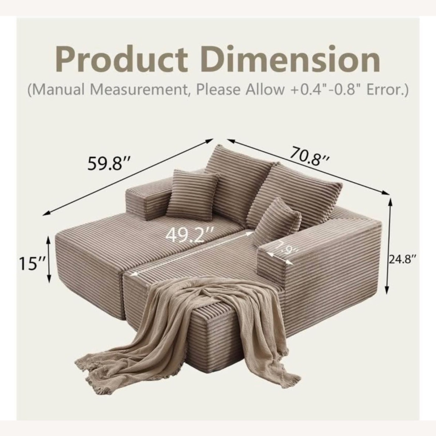 Amazon Beige Couch Oversized Double Chaise Lounge - image-5