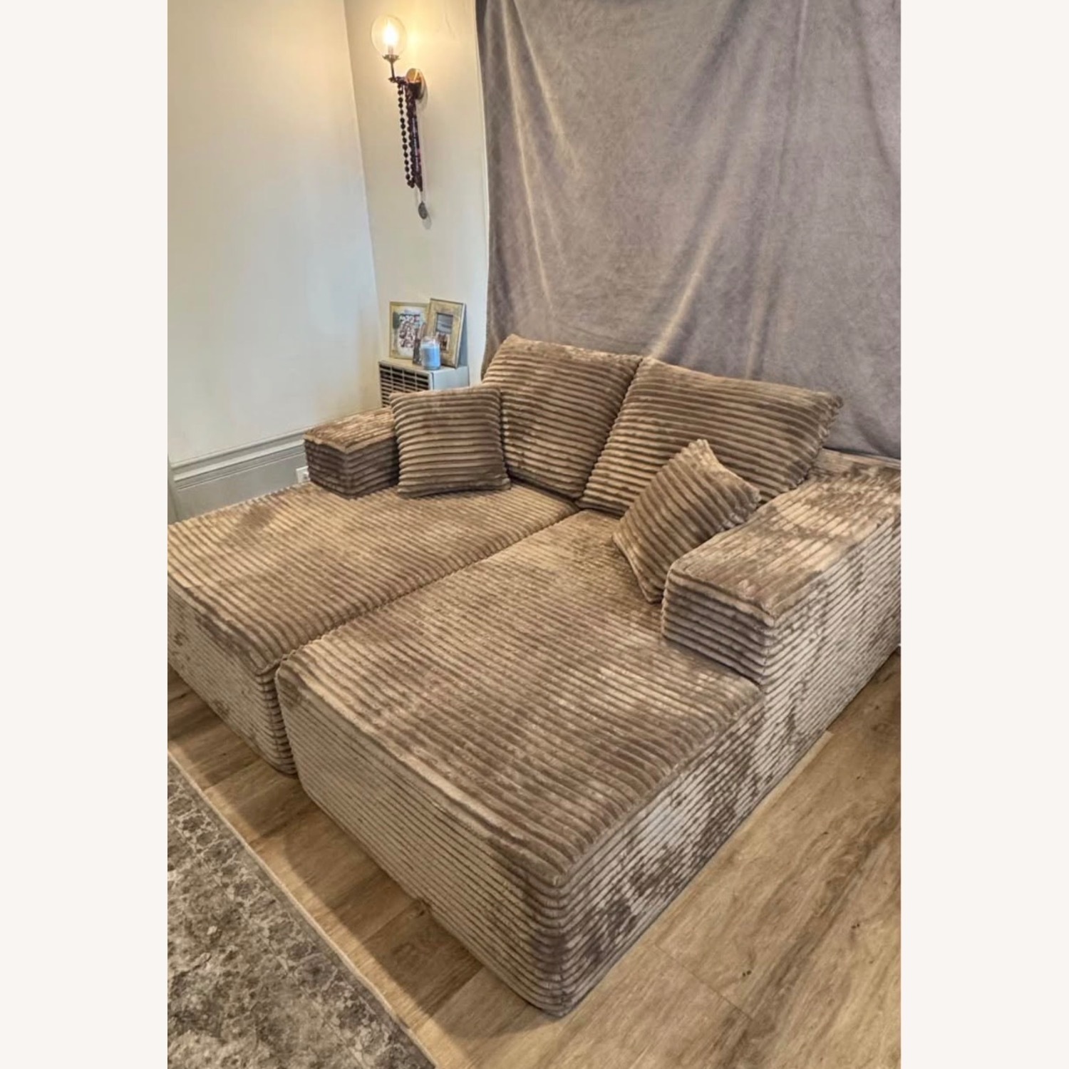 Amazon Beige Couch Oversized Double Chaise Lounge - image-2