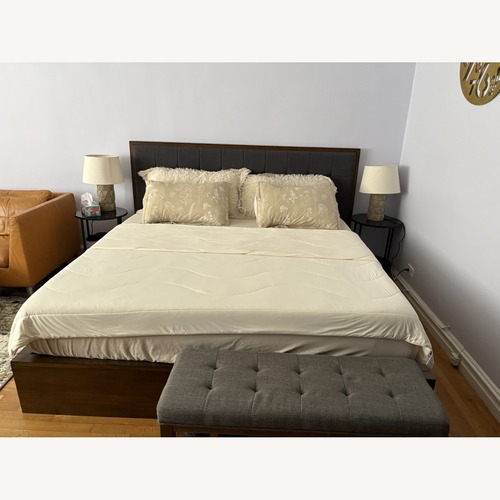 Used Crate & Barrel Dark Brown Wood King Bed for sale on AptDeco