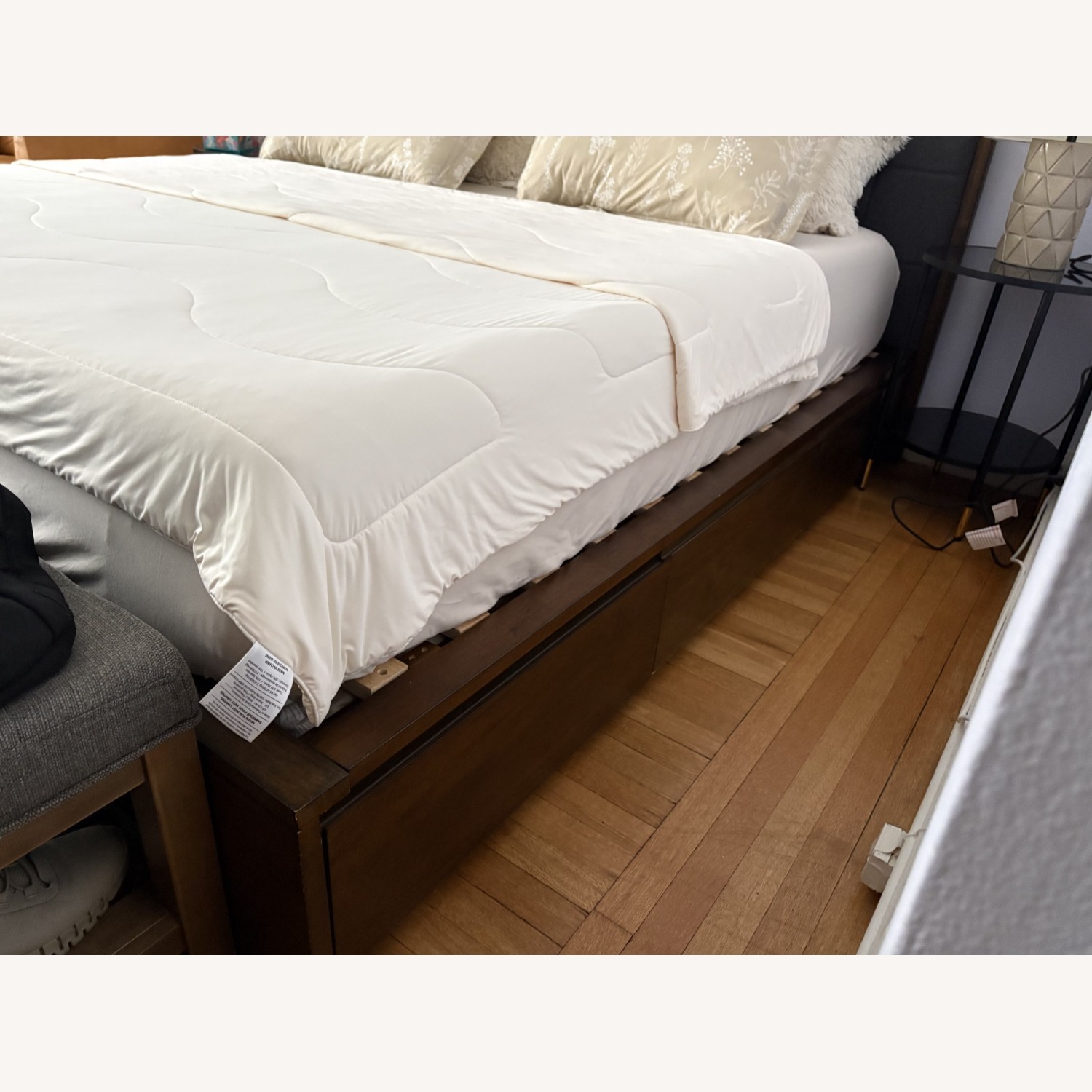 Crate & Barrel Dark Brown Wood King Bed - image-2