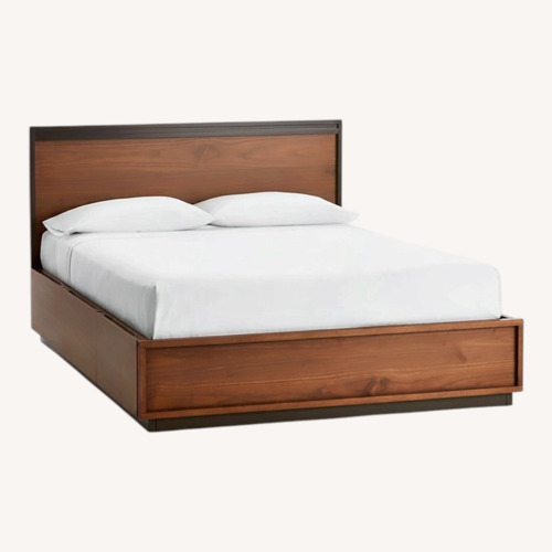 Used Crate & Barrel Dark Brown Wood King Bed for sale on AptDeco