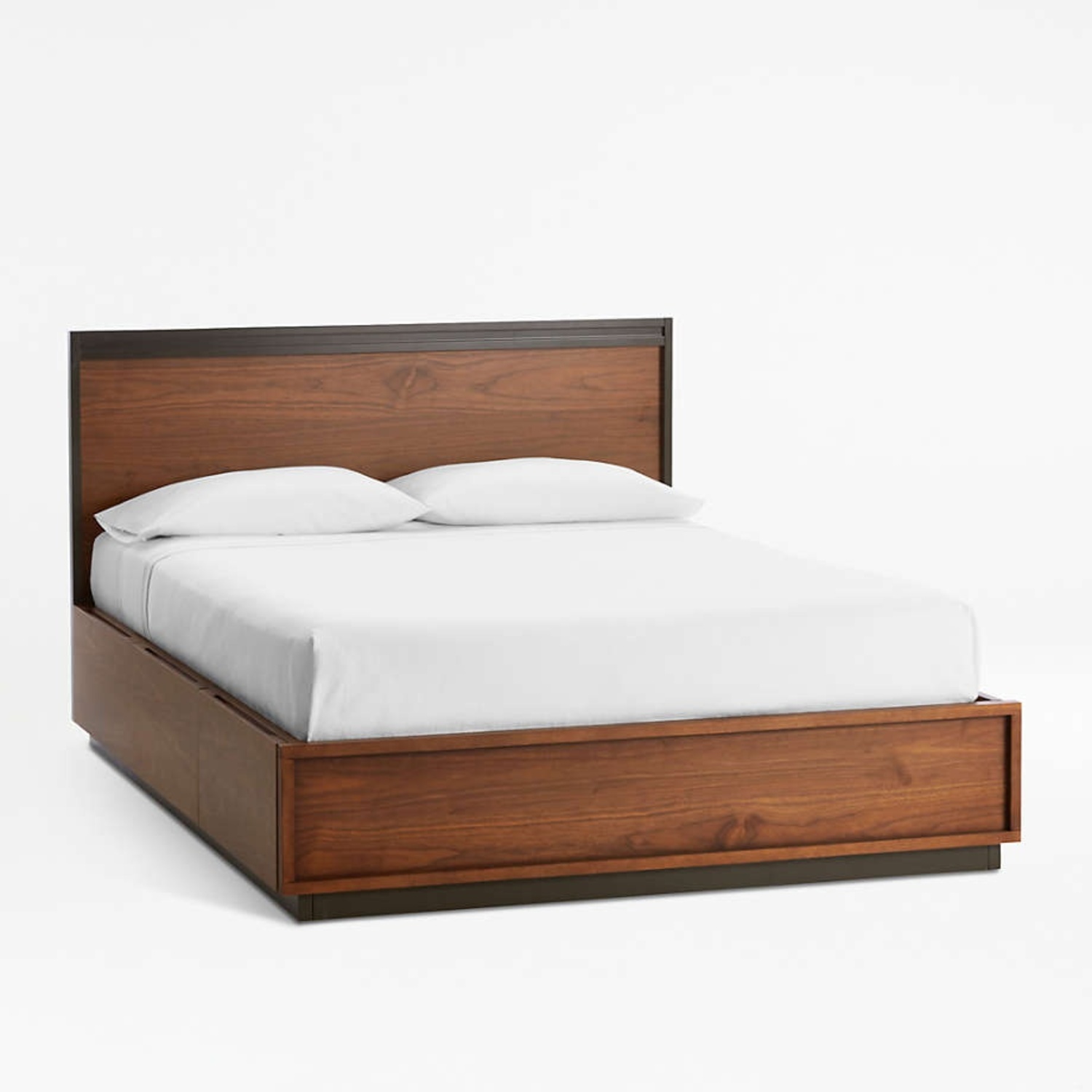 Crate & Barrel Dark Brown Wood King Bed - image-4