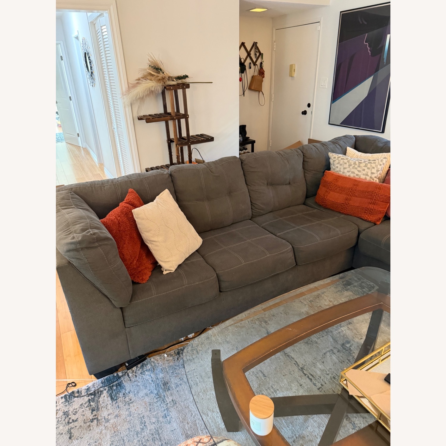 Ashley Furniture Dark Gray Fabric Sleeper Sofa - image-2